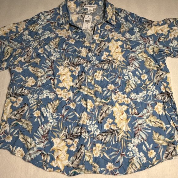 Hasting & Smith Size 3x Blue Floral Women's Button Down Shirt Short Sleeve - Picture 2 of 6
